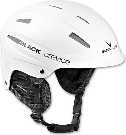Black Crevice Ischgl White Ski Helmet - ABS Hard Shell, Adjustable Fit